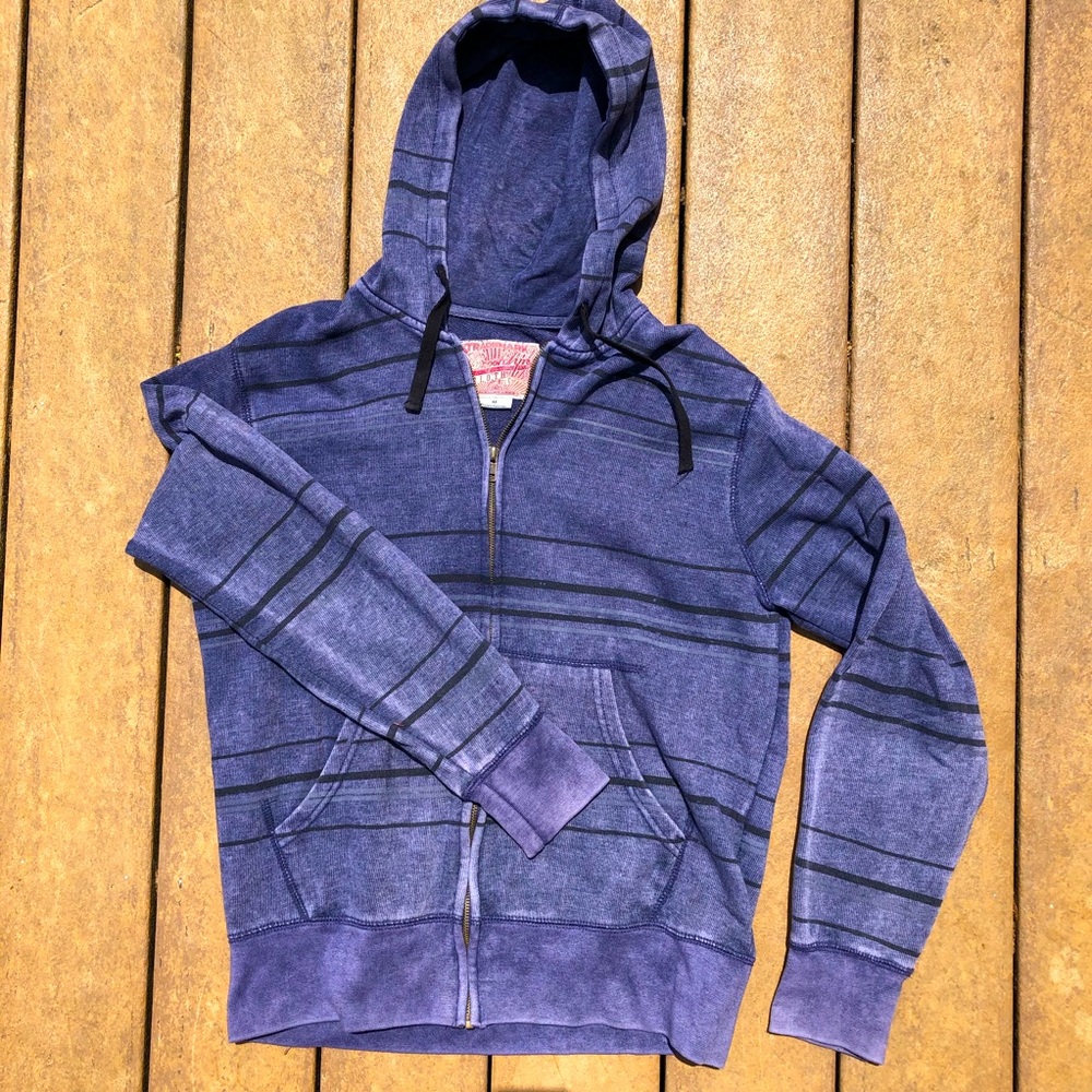 Brooklyn Trademark Purple Striped Zip Up Hoodie
